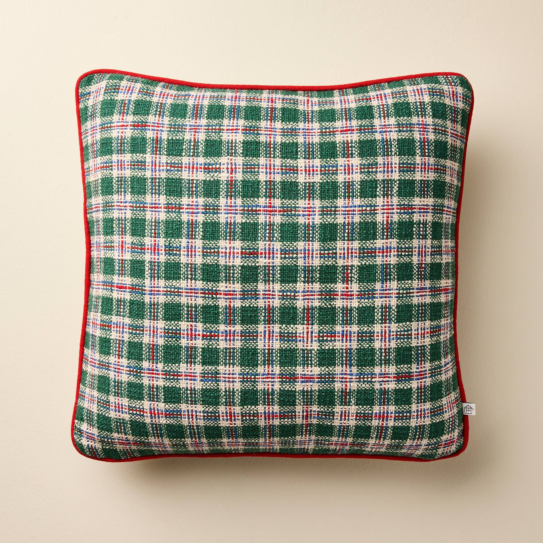 18"x18" Plaid Square Toss Pillow Vintage Green - Hearth & Hand™ with Magnolia