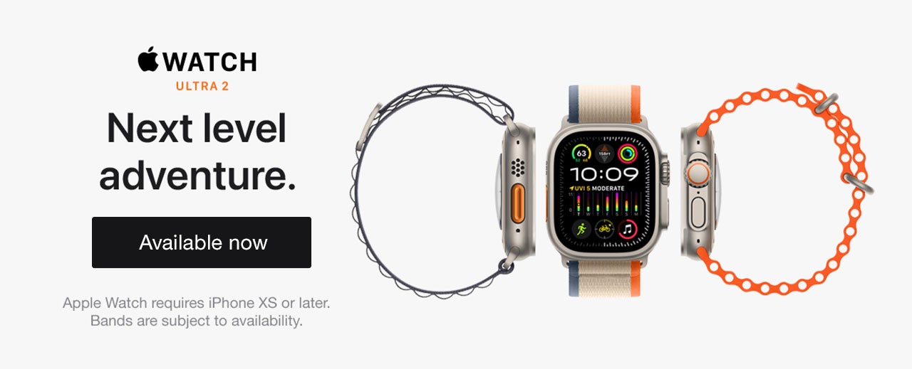 Apple Watch Ultra 2 Next level adventure. Available now Apple Watch requires iPhone XS or later. Brands are subject to availability.