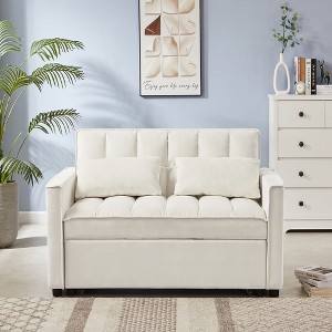 TiranisuBest Grey 3-in-1 Sectional Sofa Bed with Pull-Out Function, Adjustable Backrest, and Side Pocket, Ideal for Compact Spaces - 1 of 4