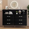 6 Drawer Dresser with Charging Station & LED Light, Modern Black Double Chest, Wide Wood Drawers, RGB Music Sync, Bedroom/Living Room/TV Stand - 4 of 4