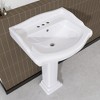 23 in. W x 19 in. D White Ceramic Rectangular Vessel Sink with Predrilled 3 Holes, Pedestal Sink Combo Bathroom Sink - 3 of 4
