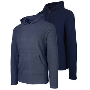 Blue Ice Men's Waffle Knit Thermal Pullover & Henley Hoodie -2 Pack - 1 of 4