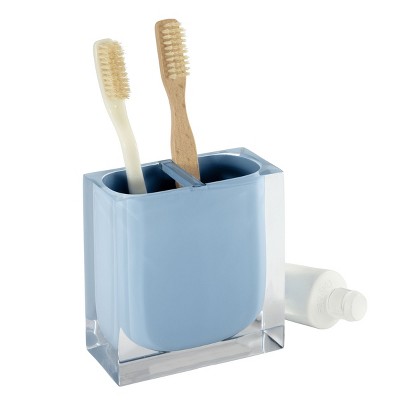 Rectangle Glass With Metal Toothbrush Holder Clear - Threshold™ : Target
