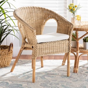 bali & pari Abbey Modern Bohemian Natural Brown Antique Rattan Dining Chair - 1 of 4
