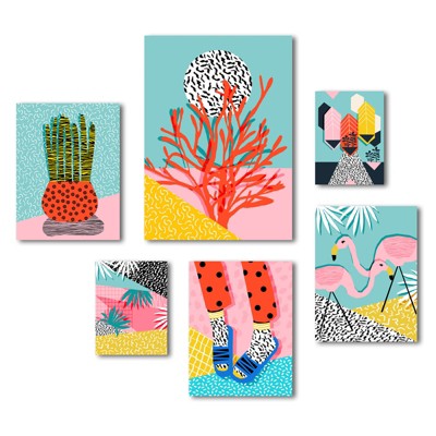 Americanflat - Funky Modern Tropical Graphic Art Canvas Set by Wacka Designs