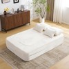 Queen Size Plush Fabric High-Density Foam Modern Floor Sofa with 4 Pillows, Folding Futon Sofa Couch, No Assembly Required - 4 of 4