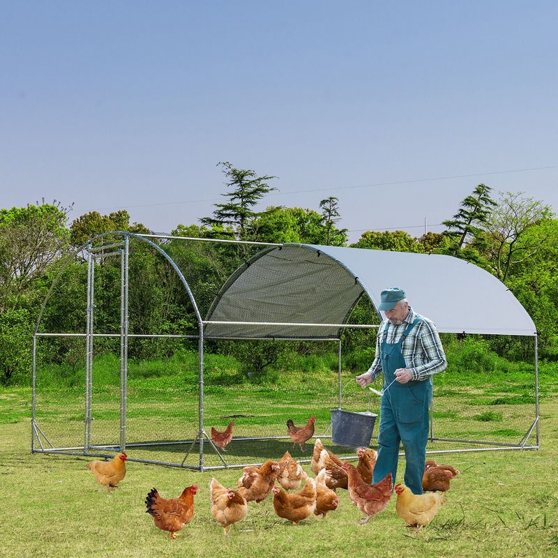 Tangkula Large Metal Chicken Coop Outdoor Galvanized Dome Cage w/ Cover 9 ft x 12.5 ft, 2 of 8