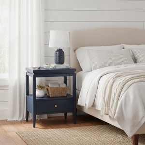 GDFStudio Yara Modern 20" Wooden Nightstand with 1 Drawer and Hidden Pull Out Tray - 1 of 4