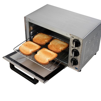 Stainless Steel 4-Slice Countertop Toaster Oven with Automatic Shutoff