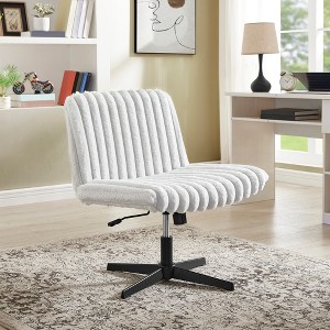 QingMoon Criss Cross Chair, Adjustable Swivel Office Chair, Wide Seat Desk Chair, Corduroy Fabric Vanity Chair for Home Office and Bedroom - 1 of 4