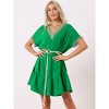 Allegra K Women's Summer Casual V-Neck Lace Short Sleeve Tie Waist Dress - 3 of 4