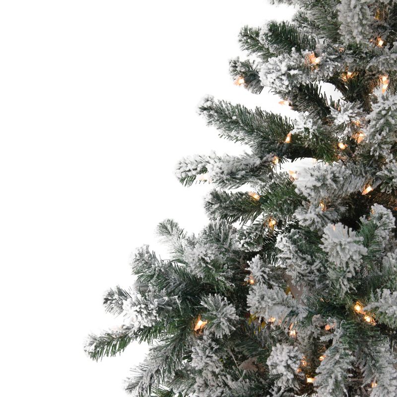 Northlight 7.5' Prelit Artificial Christmas Tree Flocked Natural Emerald - Warm Clear Lights, 4 of 7
