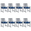 vidaXL 8-Piece Patio Chair Set, Comfortable Outdoor Seating with Blue Cushions, Durable Solid Acacia Wood, Gray Finish, Stylish and Weather-Resistant - 2 of 4