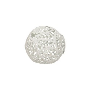 White Distressed Metal Laser Cut Leaf Pattern Decorative Sculpture - Foreside Home & Garden - 1 of 3