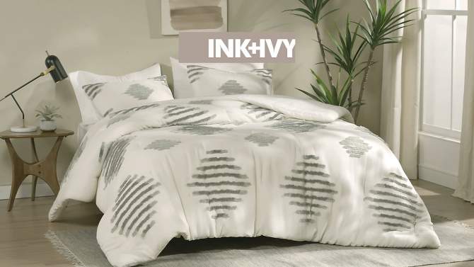 3pc Tahli Cotton Blend Chenille Duvet Cover Set Green/Ivory - Ink+Ivy, 2 of 12, play video