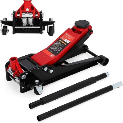 GOCAPTAIN Heavy Duty Low Profile Floor Jack, Dual Pump Hydraulic Jack with  Long Handle for Cars, Trucks, SUV, Garage Jack with Safety Lock, Black+Red