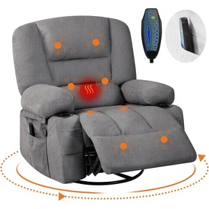 COZONY Power Recliner Chair, 360° Swivel Rocker, Chenille, 8-Point Massage, Heat, 350 lbs, Cup Holders, Storage, Wide Seat, Living Room - 1 of 4