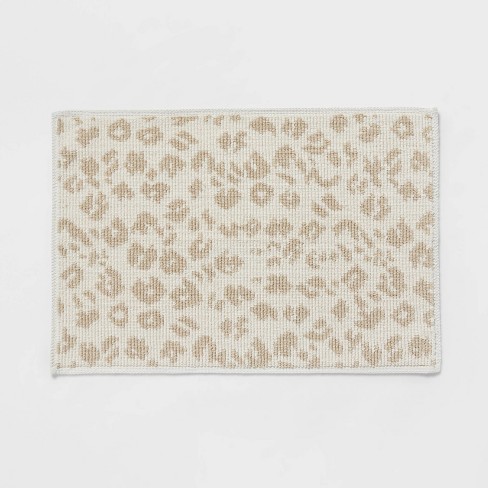 Thick Pile Bath Mat - Cream/floral - Home All