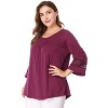 Agnes Orinda Women's Plus Size Plain Cut-Out Gathered Patchwork Long Sleeve T-Shirt - 2 of 4