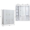 Keloyid White Wood 62.95 in. Armoire with 3 Drawers, 7 Shelves and Hanging Rods - 2 of 4