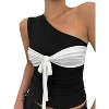 Women's One Shoulder Contrast Tie Chest Tank - Et Clet L - 4 of 4