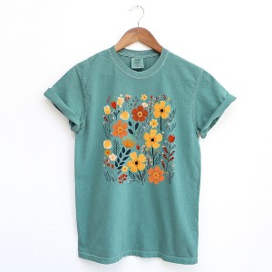 Simply Sage Market Women's Nature Wildflowers Short Sleeve Garment Dyed Tee - 1 of 2