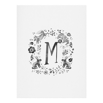 Wonder Forest Folky Forest Monogram Letter Art Print Unframed Wall Poster Gray - Deny Designs