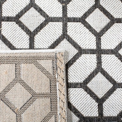 Light Grey and Charcoal Synthetic Rectangular Area Rug 4' x 6'