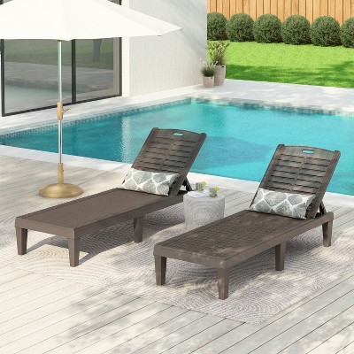 Merax 2-Piece Outdoor Chaise Lounges with Adjustable Backrest