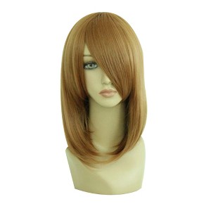 Unique Bargains Women's Wigs with Wig Cap Medium Long Hair Brown 18" - 1 of 4