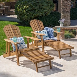 GDFStudio Kono Outdoor Acacia Wood Reclining Adirondack Chair with Footrest (Set of 2) - 1 of 4