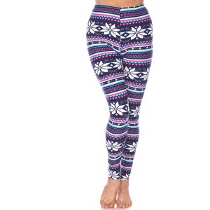 Women's One Size Fits Most Printed Leggings - One Size Fits Most - White Mark - 1 of 3