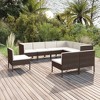 vidaXL Garden Lounge Set Patio Sectional Sofa Couch Outdoor Poly Rattan Brown - 2 of 4