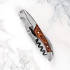 Twine Wood Handle Double HInged Corkscrew, Stainless Steel Wine Key with Foil Cutter - 3 of 4