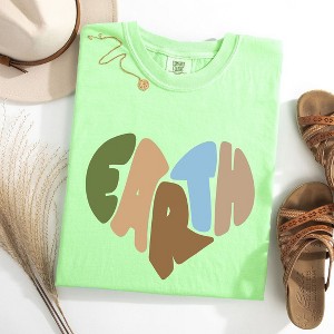 Simply Sage Market Women's Earth Heart Short Sleeve Garment Dyed Tee - 1 of 3