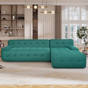 107" Grid Fabric Upholstery Large L-Shaped Modular Sectional Sofa, Free Combinations, No Assembly Required - 1 of 4