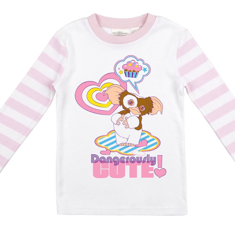 Gremlins Gizmo Dangerously Cute Youth Girls Pink & White Striped Sleep Set, 4 of 5