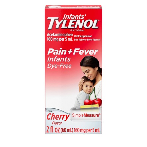 Infants' Tylenol Pain & Fever Reducer Liquid - Acetaminophen - Dye-Free Cherry - 2 fl oz - image 1 of 4