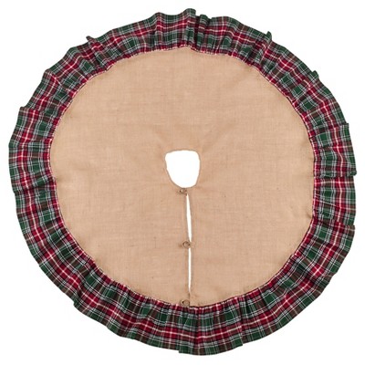  Saro Lifestyle Plaid Tree Skirt With Ruffled Edge 