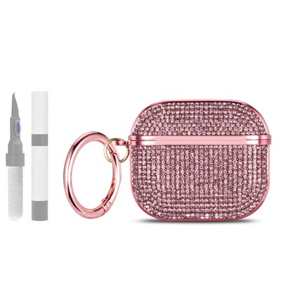 HTUTWOO for AirPods Pro 3 Diamond Case, Bling Shockproof Protective Cover with Keychain and Cleaning Kit for Women