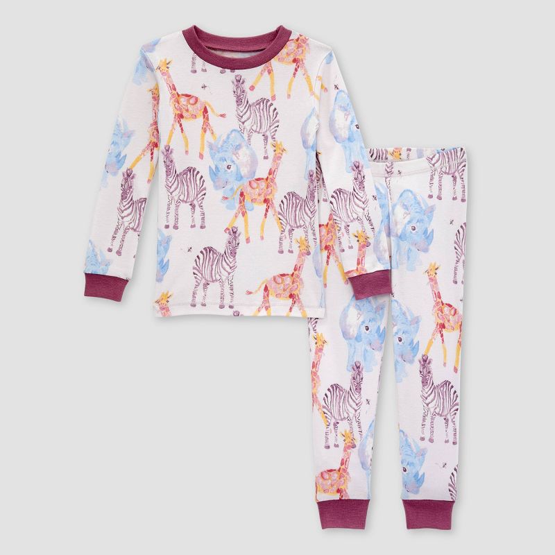 Burt's Bees Baby® Toddler 2pc Wild Safari Organic Cotton Snug Fit Pajama Set, 1 of 8