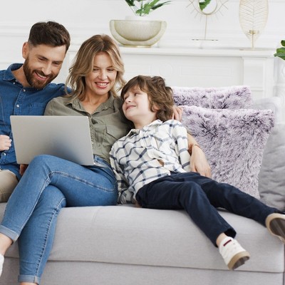 Purple Faux Fur 18" Square Shaggy Throw Pillow Set