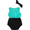 Pavilion Gift Company - Look Too Good - 6-12 Months Teal & Black Romper with Headband - Leotards and Bodysuits - 3 of 4