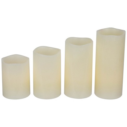 Northlight Led Flameless Flickering Wax Pillar Candles - 7" - Cream ...