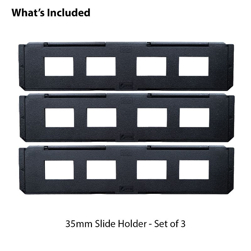 Magnasonic Long Tray Slide Film Holder for 35mm Compatible Film Scanners, Holds 4 Slides, Easy to Use - Set of 3 - Black, 2 of 9