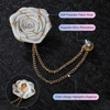 Unique Bargains Cloth Flower Lapel Pin with Gold Badge Tassel Chain Brooches 1.57 inch 1 Pc - 2 of 4