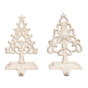 Transpac Cast Iron Ornate Tree Stocking Hanger Set of 2 Christmas Home Decorations - 1 of 2