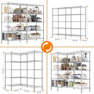 KRISRATE 4/5 Tier Wide Wire Shelving Storage Shelves Metal Closet/garage, 2-in-1 Linear/corner Setup Metal Shelves Heavy Duty w/ Adjustable Shelves - 1 of 4
