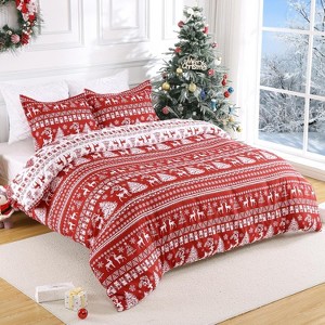 GustoWave Christmas Holiday Reindeer Duvet Cover and Pillow Shams Set, Bedding Set - 1 of 4