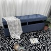Upholstered Storage Bench Green Chenille Fabric Rectangle Ottoman Entryway Bench,Bed End Stool For Hallway Living Room Bedroom-Cuddlewood - 3 of 4